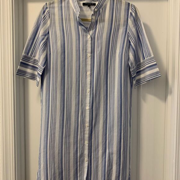 Lafayette 148 NY Randi Periwinkle Shift Dress Size Small 100% Cotton - Picture 2 of 7